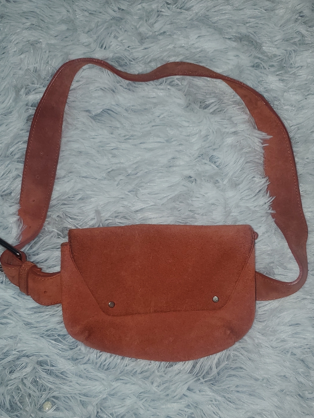 Free People Suede Flap Crossbody Belt Bag - Rust